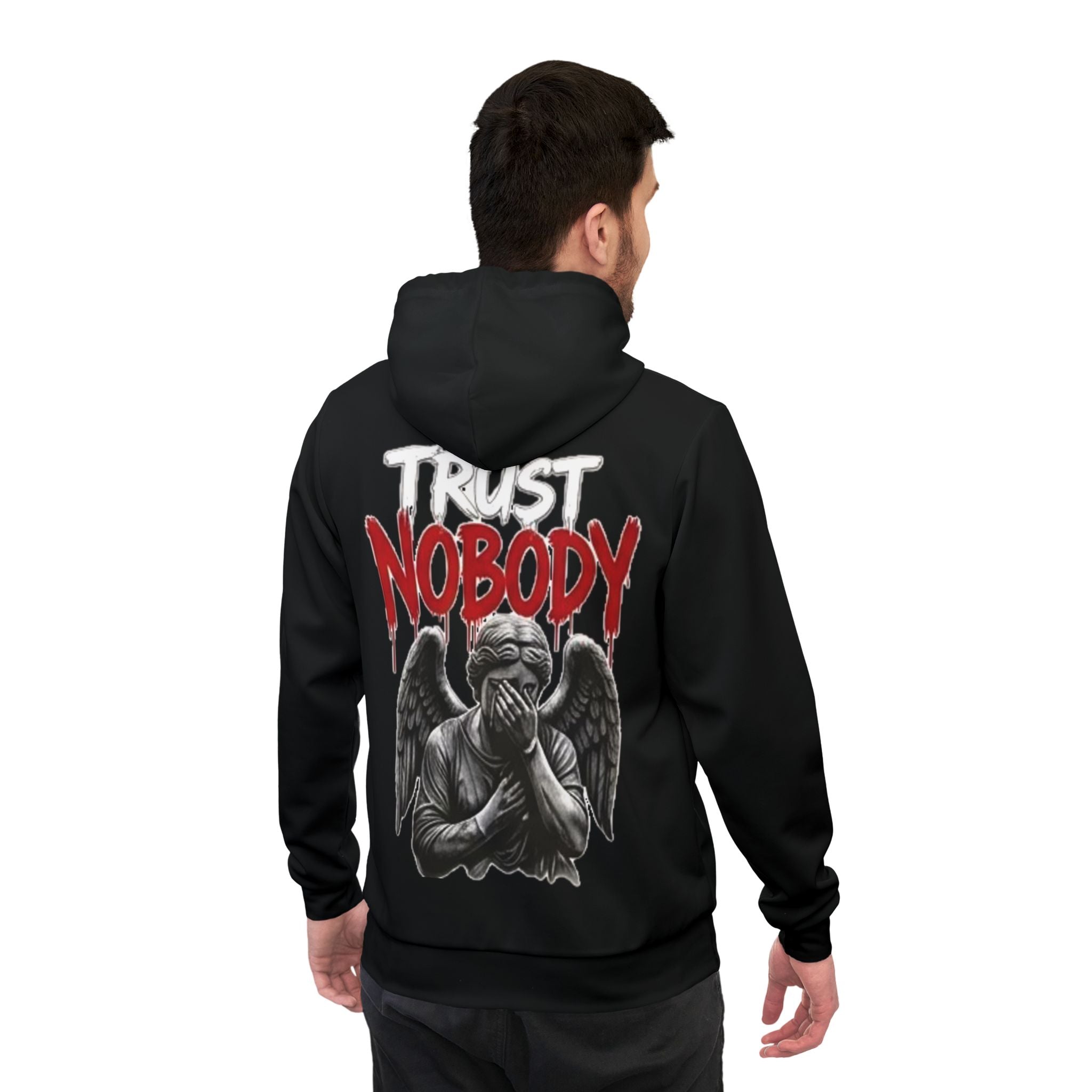 Trust Nobody Hoodie — Gothic Angel Graphic Black Pullover
