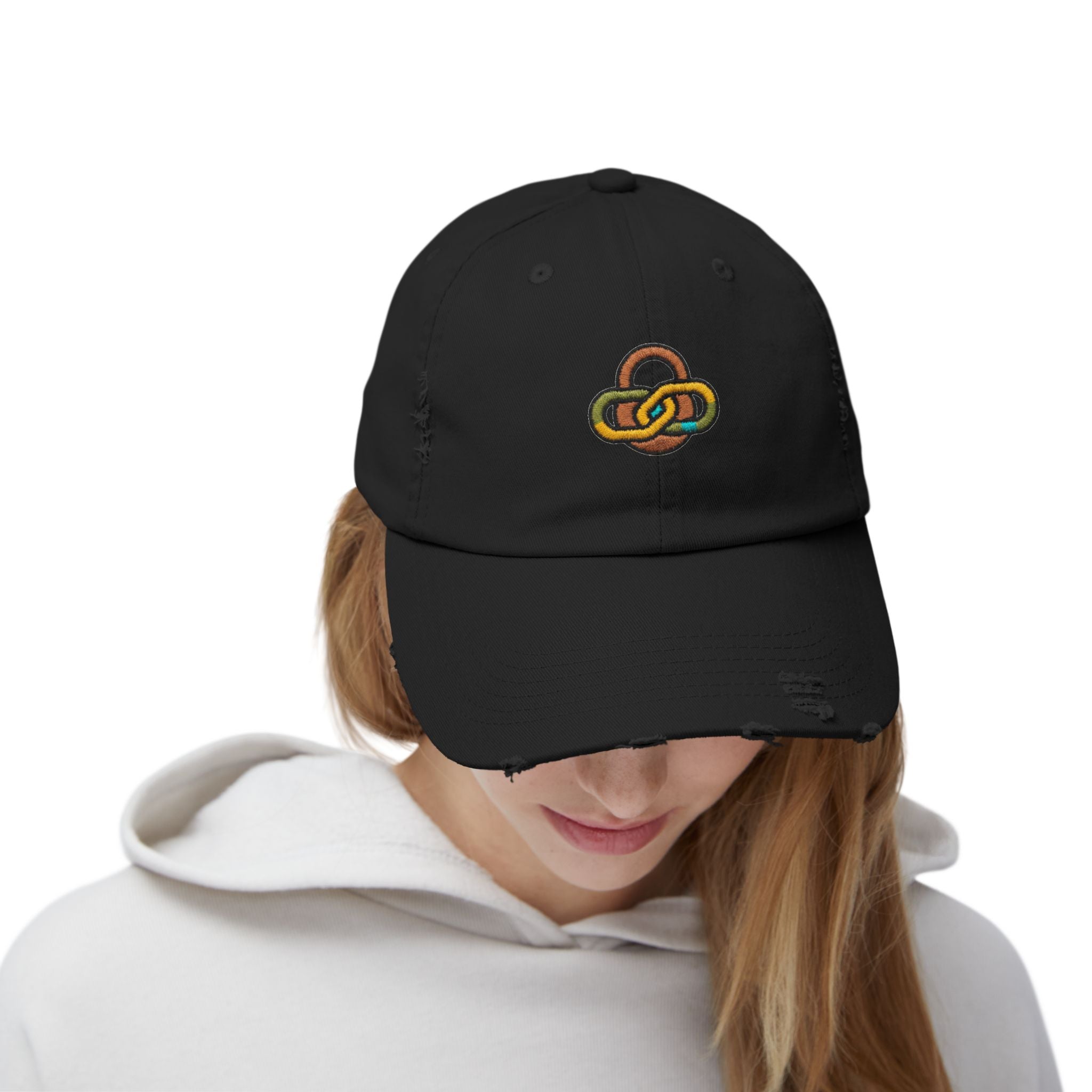 Distressed Chainlink Embroidered Cap