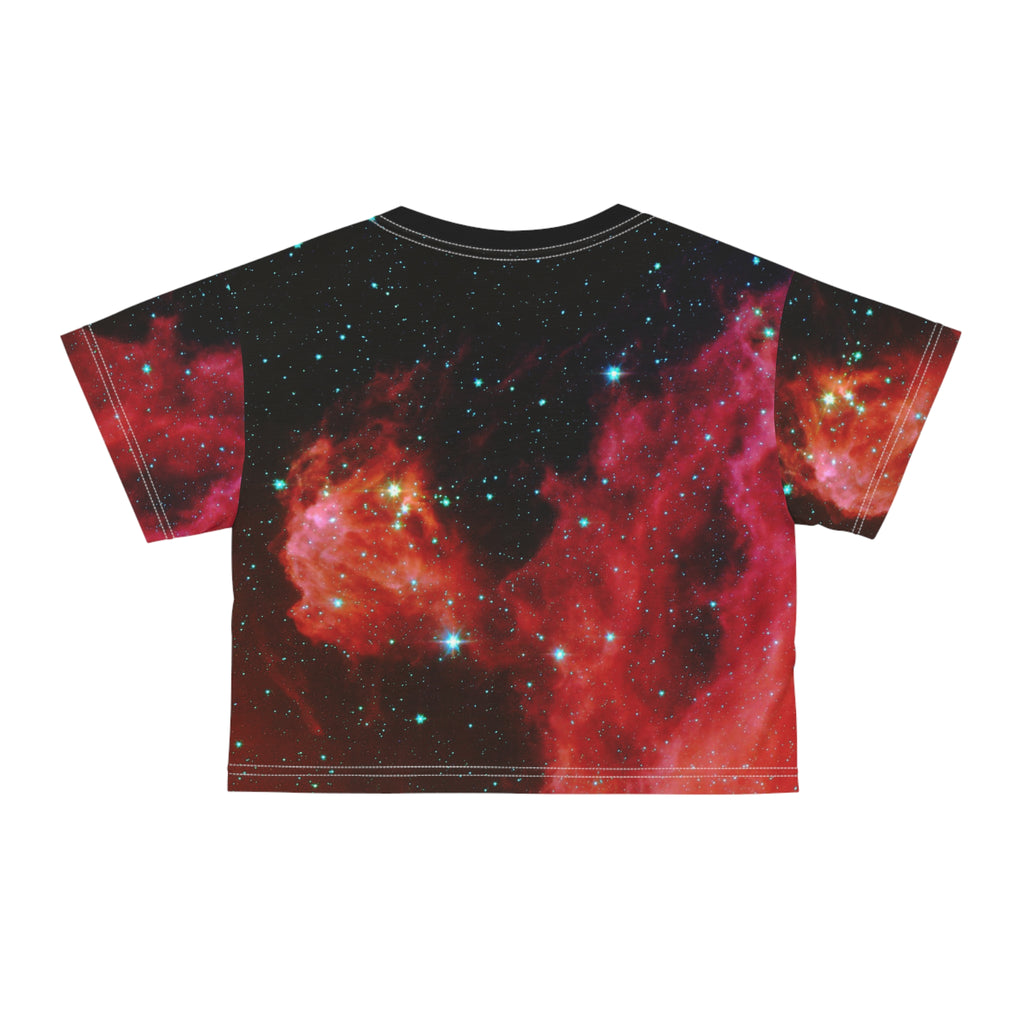 Galaxy Nebula Crop Tee — Red Space All-Over Print