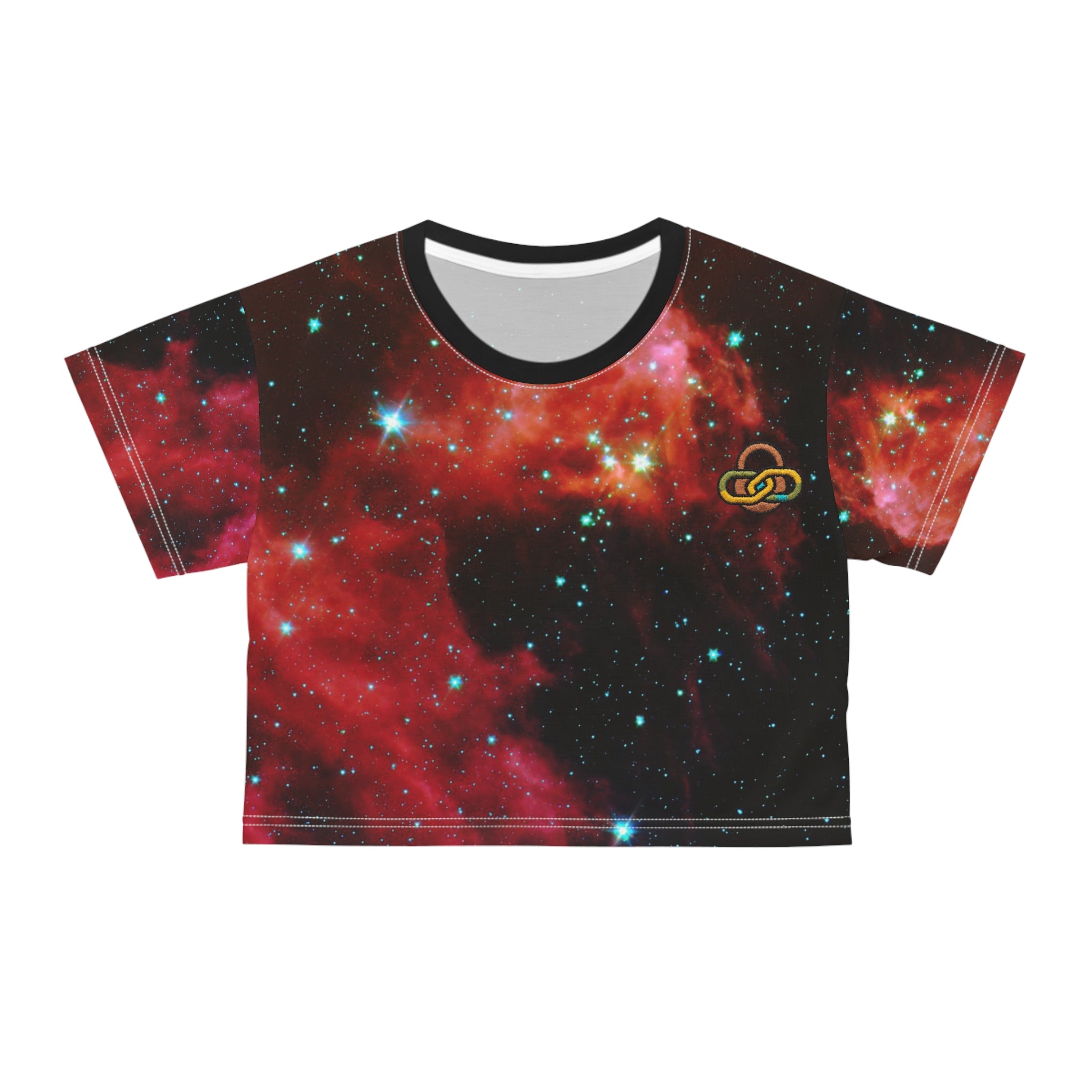 Galaxy Nebula Crop Tee — Red Space All-Over Print