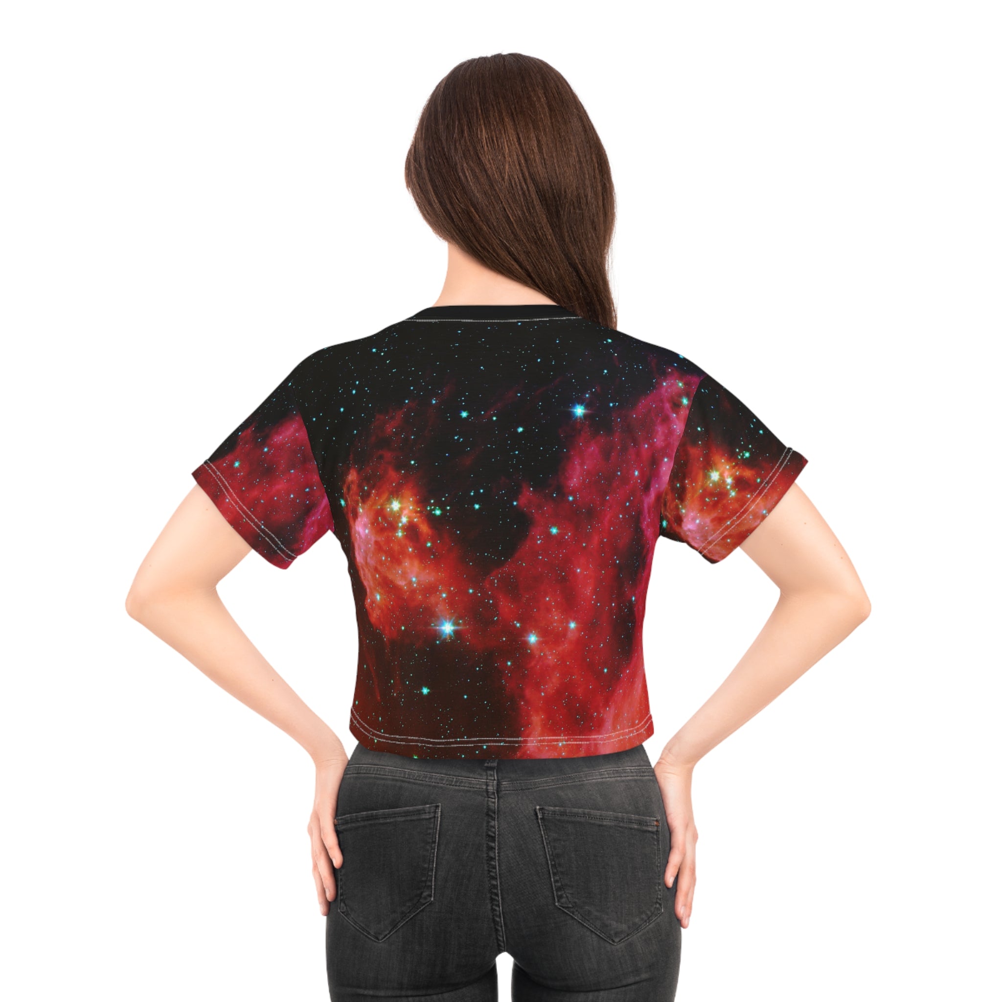 Galaxy Nebula Crop Tee — Red Space All-Over Print