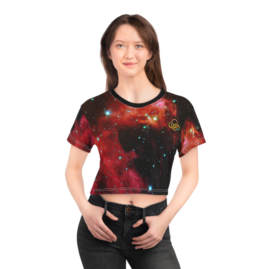 Galaxy Nebula Crop Tee — Red Space All-Over Print
