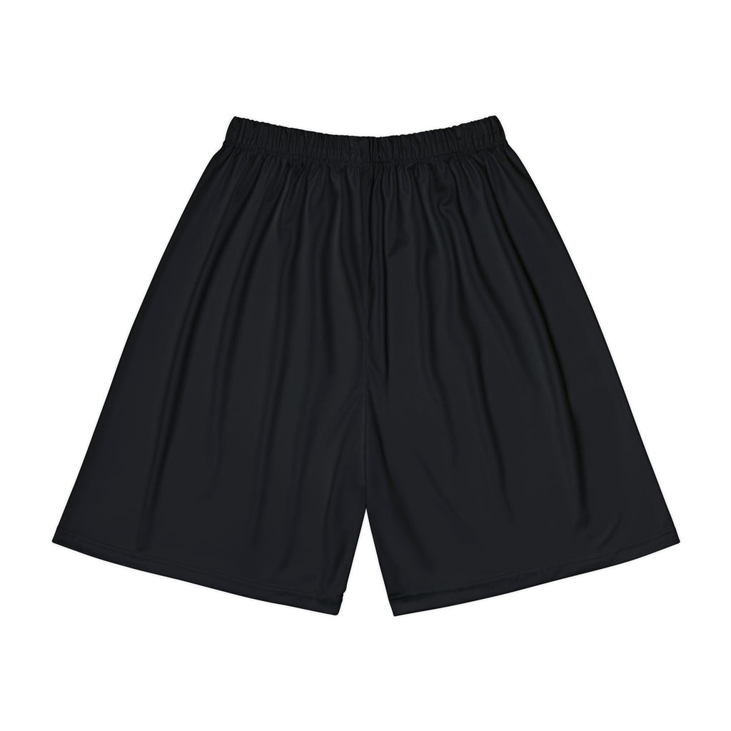 Lock & Bones Athletic Shorts — Men’s Black Basketball Shorts with Gold Padlock Graphic